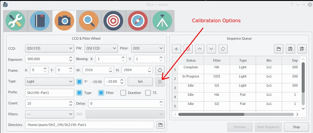 Calibration Options Button