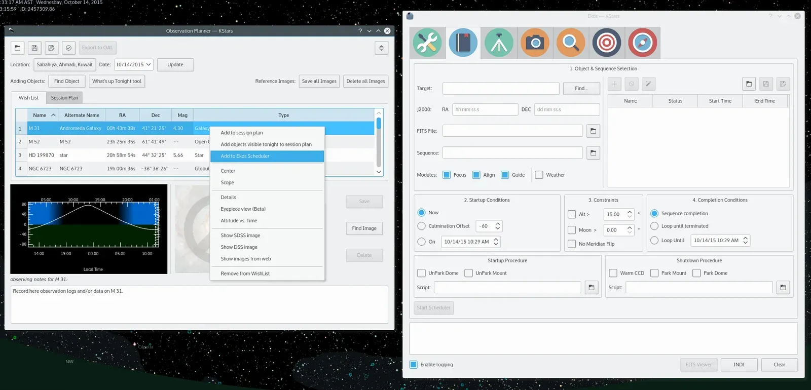 Ekos Scheduler