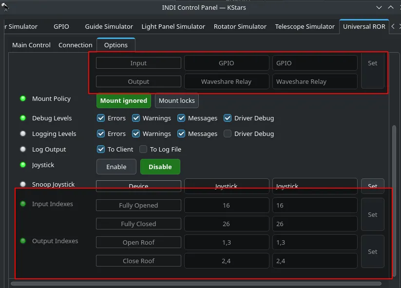 Configuring the ROR driver