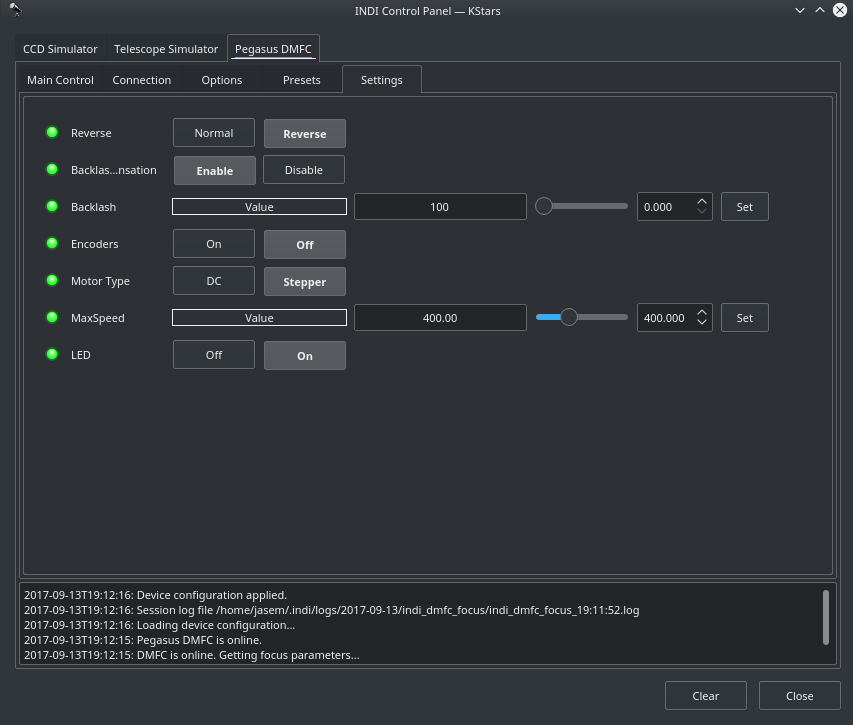 Pegasus Settings