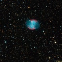 The Dumbbell Nebula<br />Image by Rob Lancaster using Ekos/KStars bleeding running on a Raspberry Pi 3 with Ubuntu MATE.  Taken on a Losmandy G11 mount with an SBIG 8300M camera in Cheslen Nature Preserve.  Comprised of 4 Red, 4 Green, and 4 Blue images with all exposures 5 minutes.  Processed in PixInsight and Aperture.